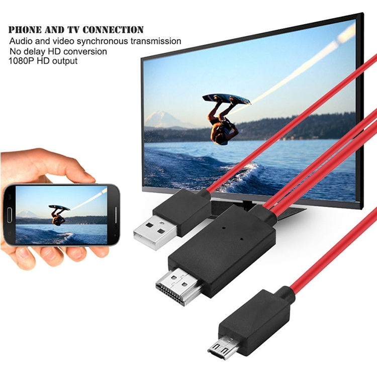 2m Full HD 1080P Micro USB MHL + USB Connector to HDMI Adapter HDTV Adapter Converter Cable