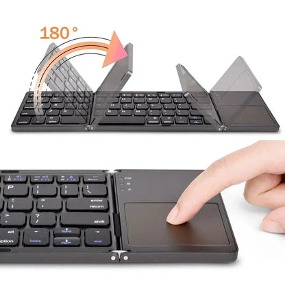 Wireless Folding Bluetooth Keyboard with Touchpad for Multi-Device Compatibility