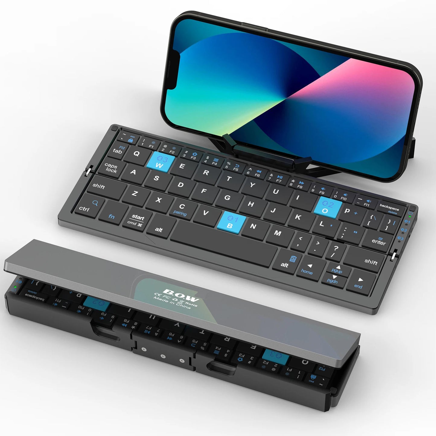 Folding Mini Wireless Bluetooth Keyboard with Magnetic Stand