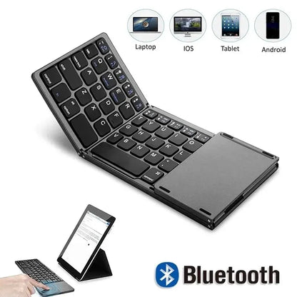 Wireless Folding Bluetooth Keyboard with Touchpad for Multi-Device Compatibility