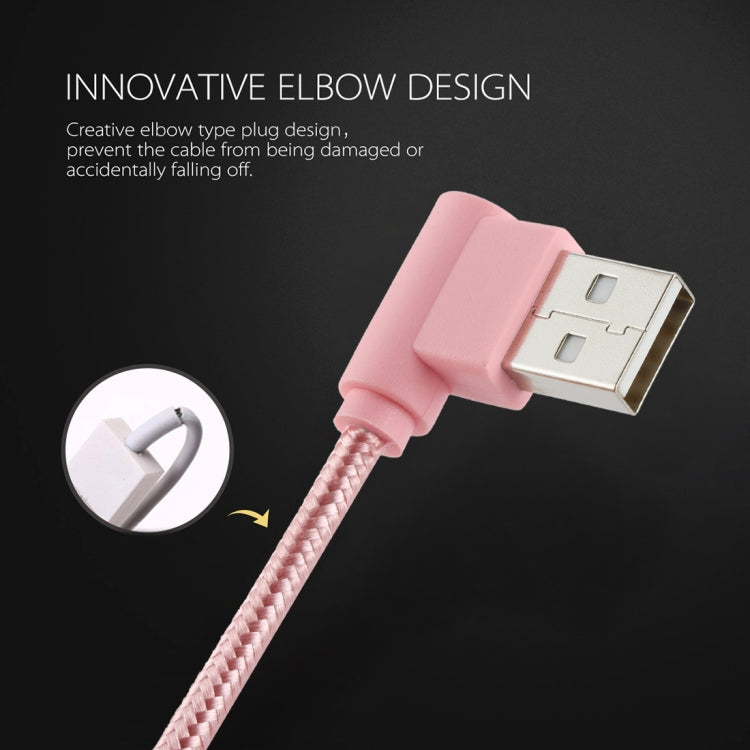 25cm USB to USB-C / Type-C Nylon Weave Style Double Elbow Charging Cable, 25cm Type-C