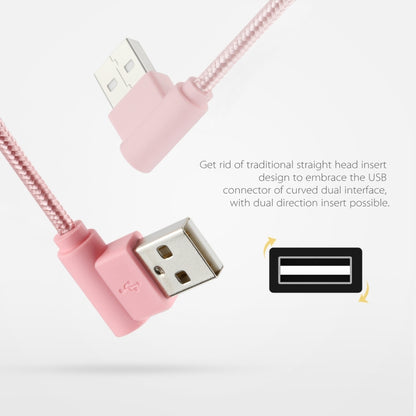 25cm USB to USB-C / Type-C Nylon Weave Style Double Elbow Charging Cable, 25cm Type-C