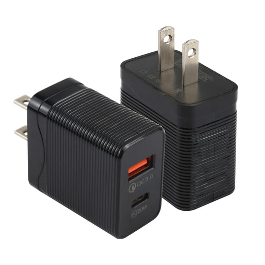 LZ-728 QC 3.0 USB + PD 20W USB-C / Type-C Fast Travel Charger, US Plug, US Plug