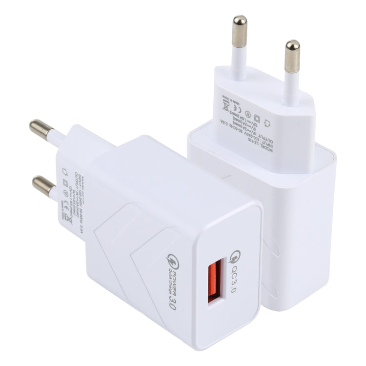 LZ-715 18W QC3.0 USB Single Port Fast Travel Charger, EU Plug, EU Plug