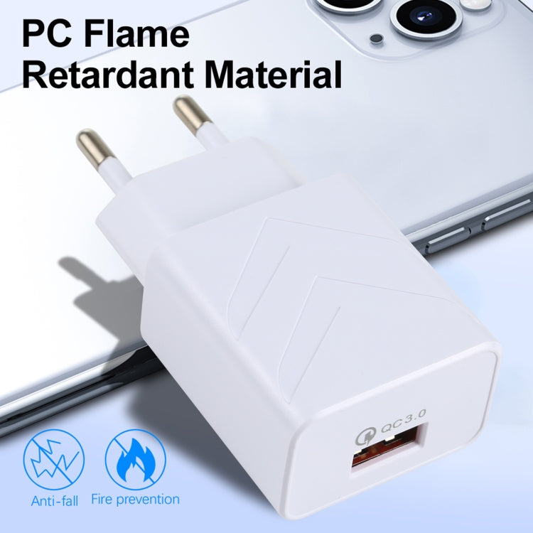 LZ-715 18W QC3.0 USB Single Port Fast Travel Charger, EU Plug, EU Plug