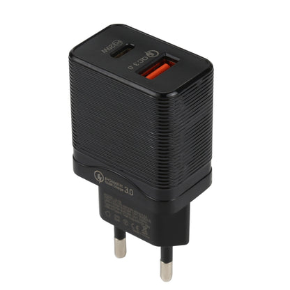 LZ-728 QC 3.0 USB + PD 20W USB-C / Type-C Fast Travel Charger, EU Plug, EU Plug