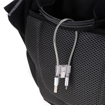 24cm 2A Micro USB + USB-C / Type-C to USB Flexible Data Charging Cable