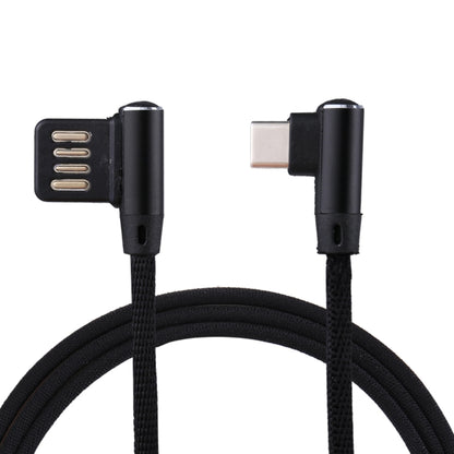 1m 2.4A Output USB to USB-C / Type-C Double Elbow Design Nylon Weave Style Data Sync Charging Cable, Type-C Coffee, Type-C Red, Type-C Black, Type-C Blue, Type-C Dark Blue