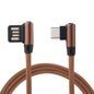1m 2.4A Output USB to USB-C / Type-C Double Elbow Design Nylon Weave Style Data Sync Charging Cable, Type-C Coffee, Type-C Red, Type-C Black, Type-C Blue, Type-C Dark Blue