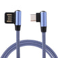 1m 2.4A Output USB to USB-C / Type-C Double Elbow Design Nylon Weave Style Data Sync Charging Cable, Type-C Coffee, Type-C Red, Type-C Black, Type-C Blue, Type-C Dark Blue