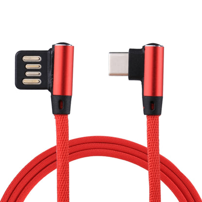 1m 2.4A Output USB to USB-C / Type-C Double Elbow Design Nylon Weave Style Data Sync Charging Cable, Type-C Coffee, Type-C Red, Type-C Black, Type-C Blue, Type-C Dark Blue