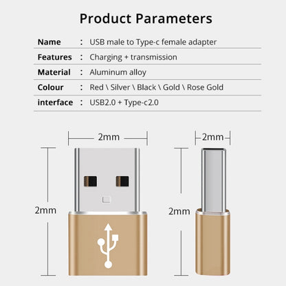 USB-C / Type-C Female to USB 2.0 Male Aluminum Alloy Adapter, Support Charging & Transmission, USB 2.0