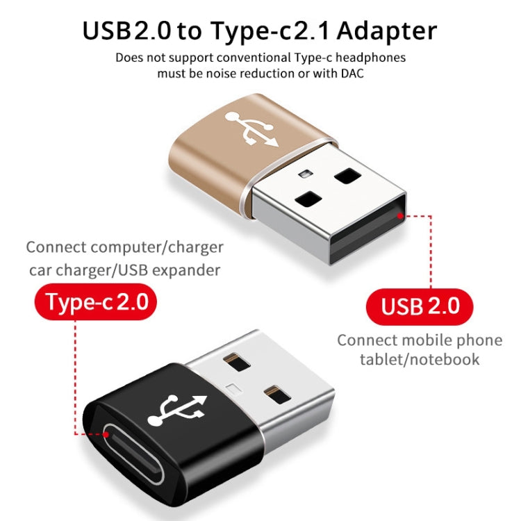 USB-C / Type-C Female to USB 2.0 Male Aluminum Alloy Adapter, Support Charging & Transmission, USB 2.0