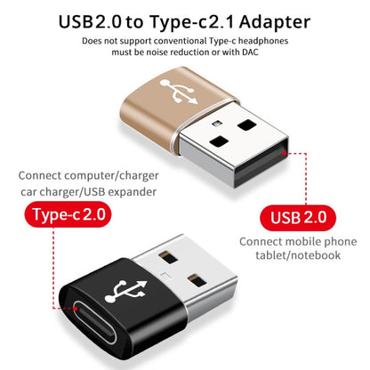 USB-C / Type-C Female to USB 2.0 Male Aluminum Alloy Adapter, Support Charging & Transmission, USB 2.0