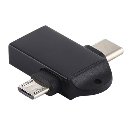 USB 3.0 Female to USB-C / Type-C Male + Micro USB Male Multi-function OTG Adapter with Sling Hole