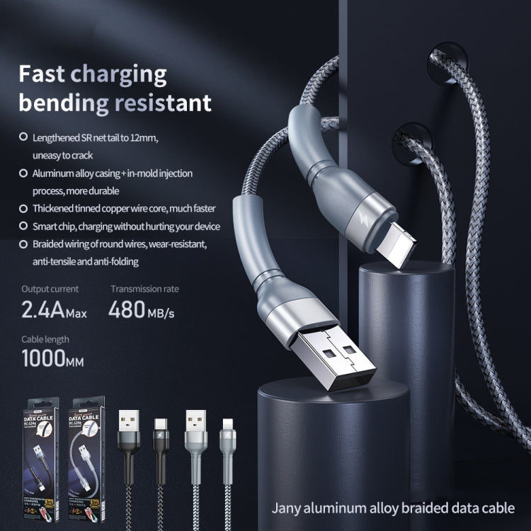 REMAX RC-124a 1m 2.4A USB to USB-C / Type-C Aluminum Alloy Braid Fast Charging Data Cable