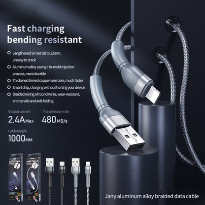 REMAX RC-124a 1m 2.4A USB to USB-C / Type-C Aluminum Alloy Braid Fast Charging Data Cable