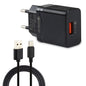 LZ-728 2 in 1 18W QC 3.0 USB Interface Travel Charger + USB to USB-C / Type-C Data Cable Set, EU Plug, Cable Length: 1m, with USB-C / Type-C Cable