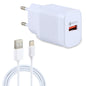 LZ-728 2 in 1 18W QC 3.0 USB Interface Travel Charger + USB to USB-C / Type-C Data Cable Set, EU Plug, Cable Length: 1m, with USB-C / Type-C Cable
