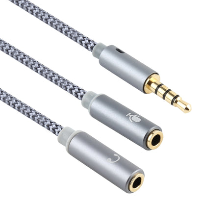 HY191 2 in 1 3.5mm Male to Microphone + Audio Female Braided Audio Cable, Length: 26cm, HY191