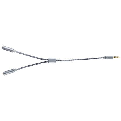 HY191 2 in 1 3.5mm Male to Microphone + Audio Female Braided Audio Cable, Length: 26cm, HY191