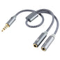 HY191 2 in 1 3.5mm Male to Microphone + Audio Female Braided Audio Cable, Length: 26cm, HY191