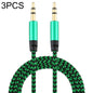 3 PCS K10 3.5mm Male to Male Nylon Braided Audio Cable, Length: 1m