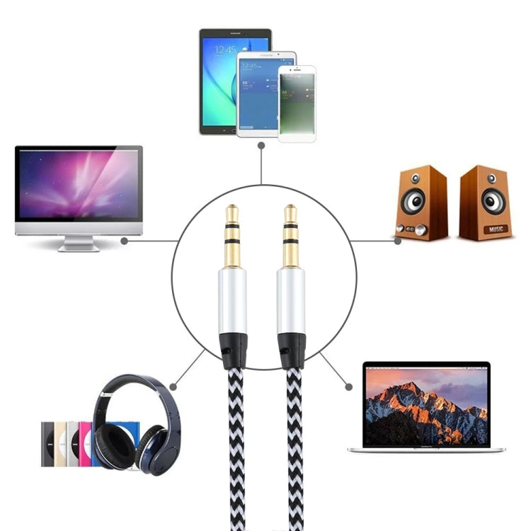 3 PCS K10 3.5mm Male to Male Nylon Braided Audio Cable, Length: 1m