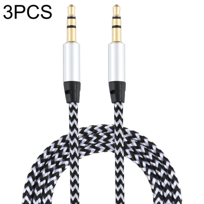 3 PCS K10 3.5mm Male to Male Nylon Braided Audio Cable, Length: 1m