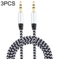 3 PCS K10 3.5mm Male to Male Nylon Braided Audio Cable, Length: 1m