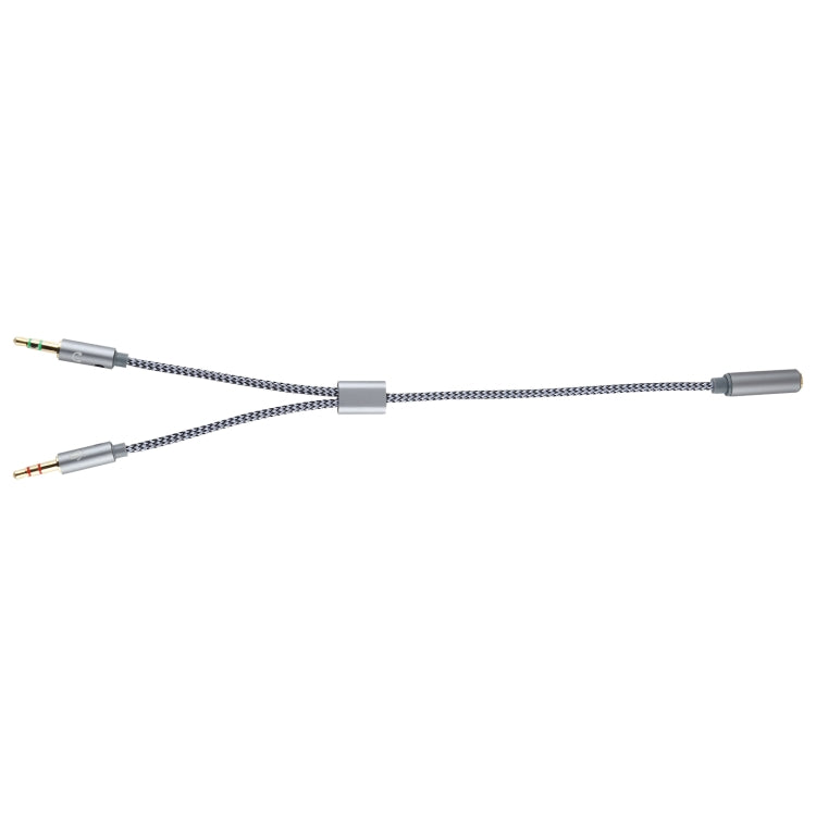 YH192 2 in 1 3.5mm Female to Microphone + Audio Male Braided Audio Cable, Length: 22cm, YH192