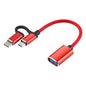 USB 3.0 Female to Micro USB + USB-C / Type-C Male Charging + Transmission OTG Nylon Braided Adapter Cable, Cable Length: 11cm, Micro USB Black, Micro USB Blue, Micro USB Red, Micro USB Silver, Micro USB  White
