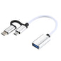 USB 3.0 Female to Micro USB + USB-C / Type-C Male Charging + Transmission OTG Nylon Braided Adapter Cable, Cable Length: 11cm, Micro USB Black, Micro USB Blue, Micro USB Red, Micro USB Silver, Micro USB  White