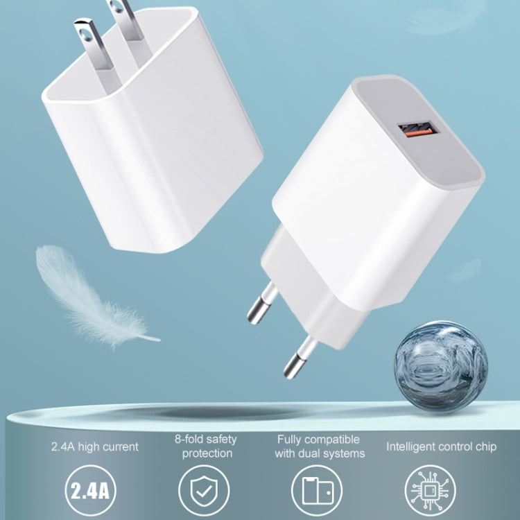 M117 2.4A Single USB Port Flash Charger Travel Charger, EU Plug, Single USB