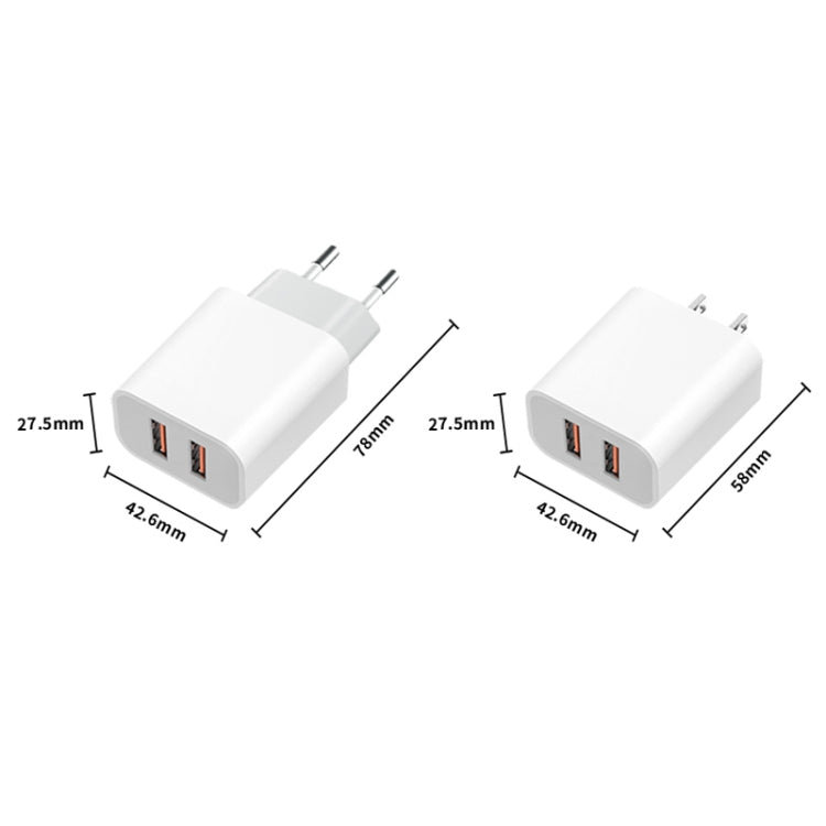 M117 2.4A Dual USB Port Flash Charger Travel Charger, EU Plug, Dual USB