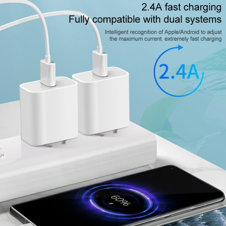 M117 2.4A Dual USB Port Flash Charger Travel Charger, EU Plug, Dual USB