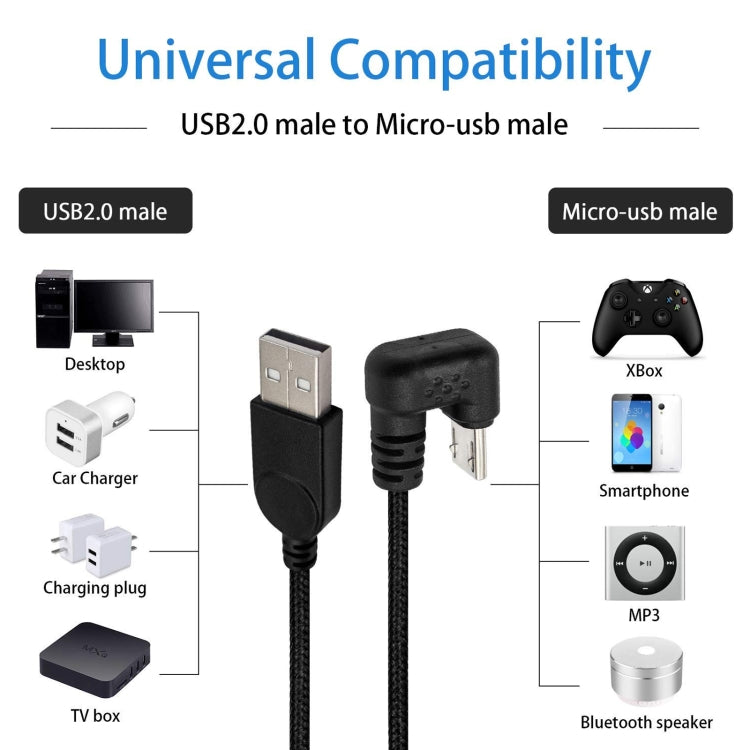 U-shaped Micro USB Male to USB Male Nylon Braid Charge Data Cable, Micro USB to USB