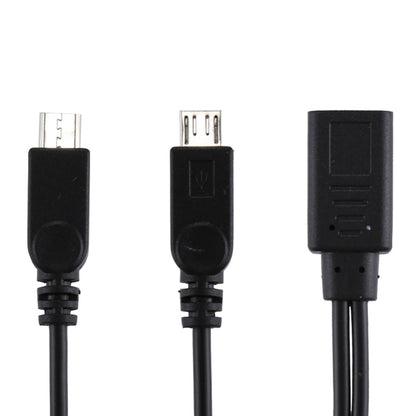 USB-C / Type-C Female to 2 x Micro USB Male Adapter Y Cable, Total Length: about 30cm