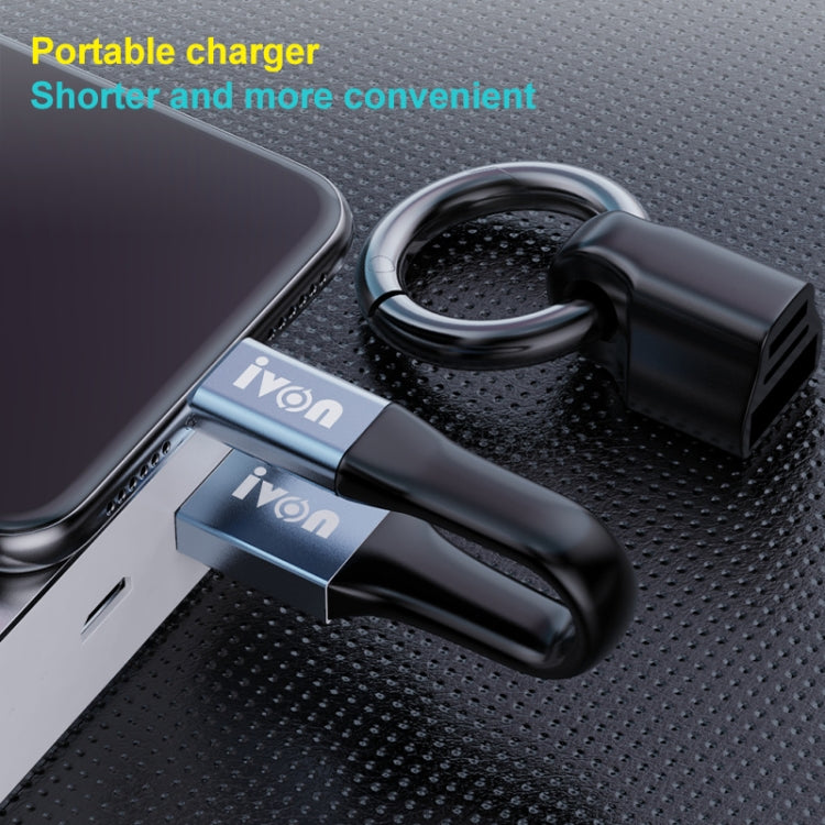 IVON CA90 3.1A Max USB to USB-C / Type-C Portable Data Cable with Ring, Length: 14.5cm