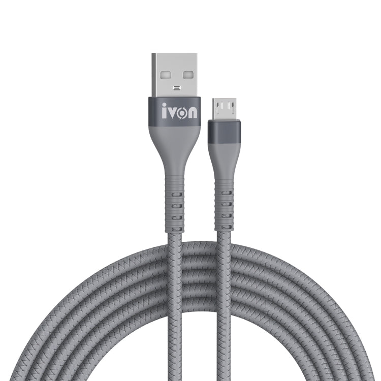 IVON CA92 2.4A Max USB to Micro USB Rubber Fast Charging Data Cable, Length: 1.5m, Micro USB