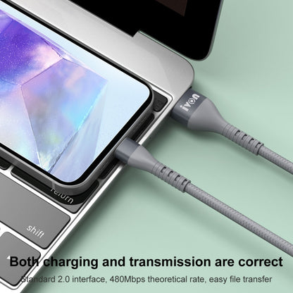 IVON CA92 2.4A Max USB to Micro USB Rubber Fast Charging Data Cable, Length: 1.5m, Micro USB