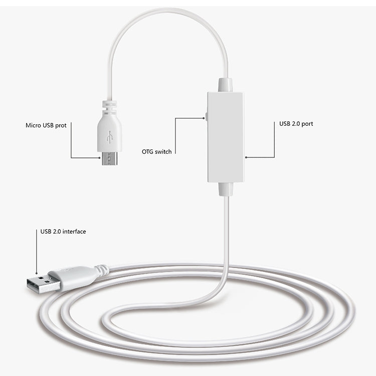 OTG-Y-03 USB 2.0 Male to Micro USB Male + USB Female OTG Charging Data Cable for Android Phones / Tablets with OTG Function, with Switch, Length: 1.1m