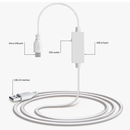 OTG-Y-03 USB 2.0 Male to Micro USB Male + USB Female OTG Charging Data Cable for Android Phones / Tablets with OTG Function, with Switch, Length: 1.1m