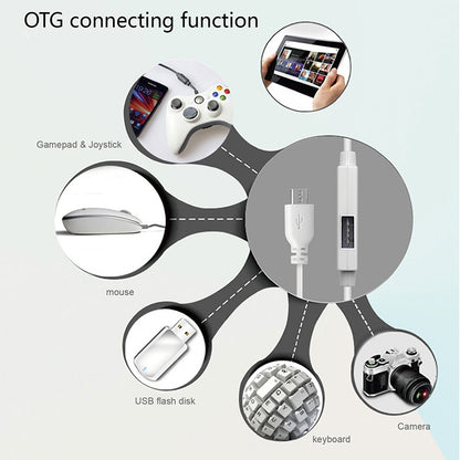 OTG-Y-03 USB 2.0 Male to Micro USB Male + USB Female OTG Charging Data Cable for Android Phones / Tablets with OTG Function, with Switch, Length: 1.1m