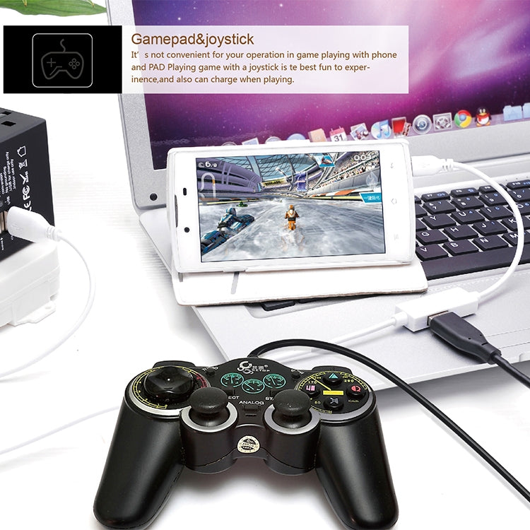 OTG-Y-03 USB 2.0 Male to Micro USB Male + USB Female OTG Charging Data Cable for Android Phones / Tablets with OTG Function, with Switch, Length: 1.1m