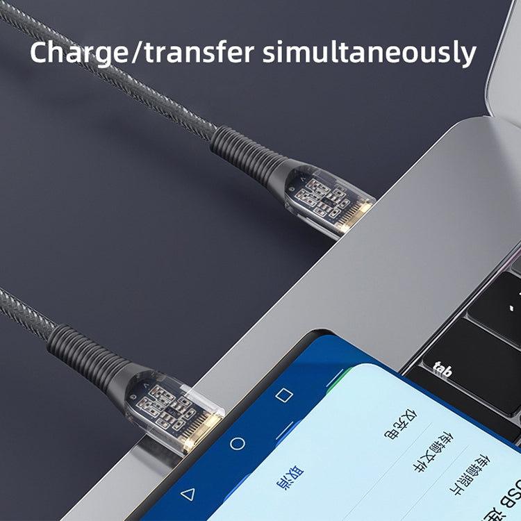 Mutural Li-CC009 1.2m 100W Transparent USB-C / Type-C to Type-C Charging Data Cable, Type-C to Type-C