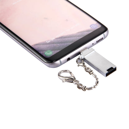 Mini Aluminum Alloy USB 2.0 Female to USB-C / Type-C Male Port Connector Adapter with Chain