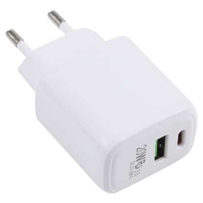LZ-215A+C 20W QC 3.0 USB + PD 3.0 USB-C / Type-C Fast Charging Travel Charger, EU Plug, EU Plug