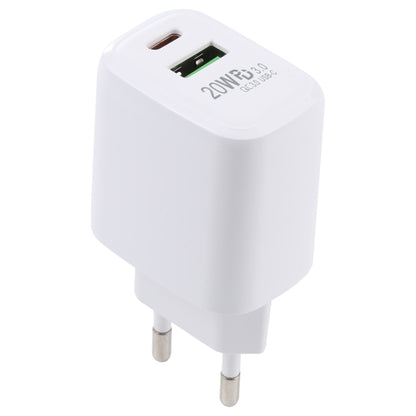LZ-215A+C 20W QC 3.0 USB + PD 3.0 USB-C / Type-C Fast Charging Travel Charger, EU Plug, EU Plug