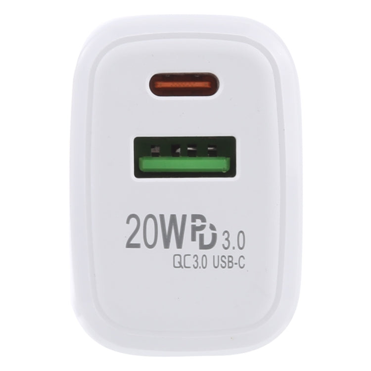 LZ-215A+C 20W QC 3.0 USB + PD 3.0 USB-C / Type-C Fast Charging Travel Charger, EU Plug, EU Plug